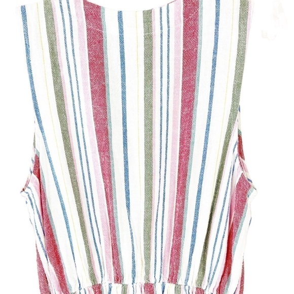 Old Navy V-Neck Sleeveless Striped Linen Blend Button Front Dress XS - Picture 5 of 9